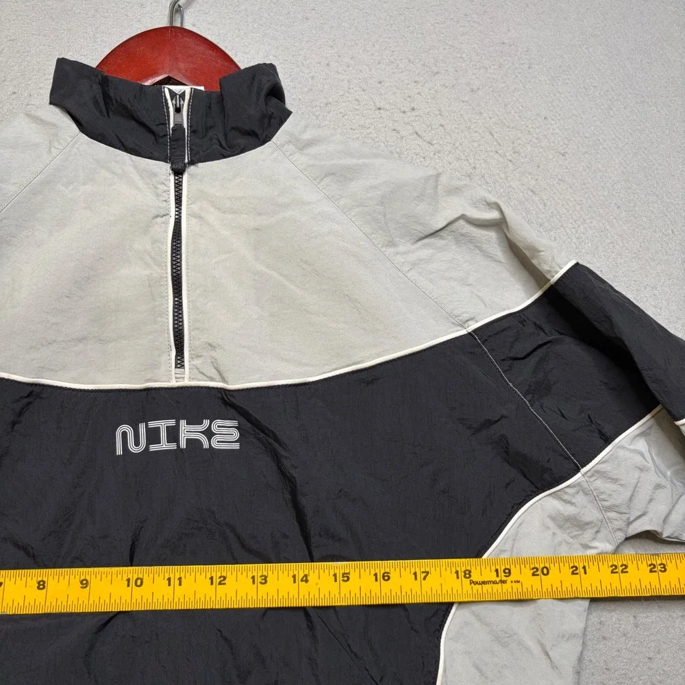Nike Windbreaker Kids XL Grey Black DX5085-010 Half Zip Colorblock Jacket